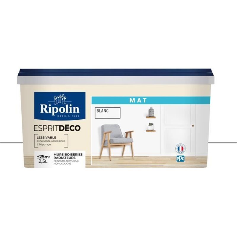 Image secondaire de RIPOLIN ESPRIT DECO BLANC MAT 2.5L