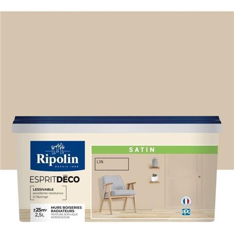 RIPOLIN ESPRIT DECO MULTI SUPPORTS LIN  satin  2,5L