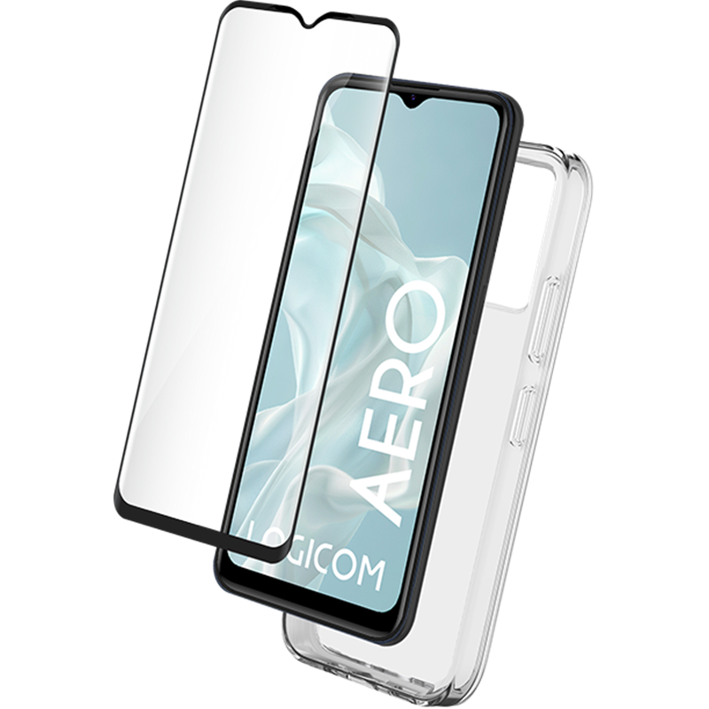 Pack 2 en 1 Coque Logicom Aero Souple Transparente + Protège écran + SmartFrame - Certifié GRS Bigben