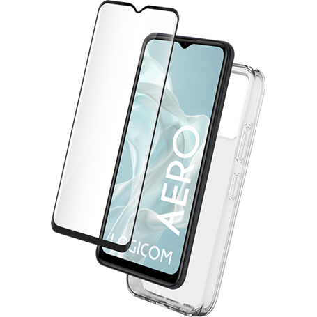 Pack 2 en 1 Coque Logicom Aero Souple Transparente + Protège écran + SmartFrame - Certifié GRS Bigben