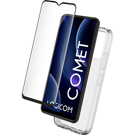 Pack 2 en 1 Coque Logicom Comet Souple Transparente + Protège écran + SmartFrame - Certifié GRS Bigben