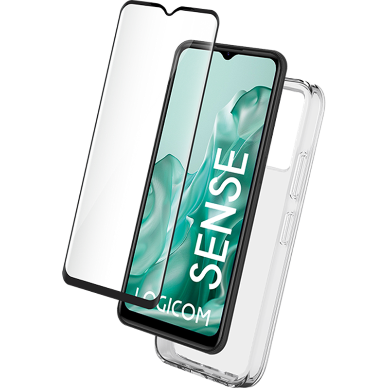 Pack 2 en 1 Coque Logicom Sense Souple Transparente + Protège écran + SmartFrame - Certifié GRS Bigben