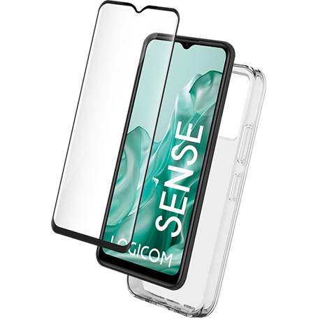 Pack 2 en 1 Coque Logicom Sense Souple Transparente + Protège écran + SmartFrame - Certifié GRS Bigben