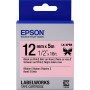 Epson Ruban satin pour étiqueteuse LK-4PBK Noir/Rose 12 mm (5 m)