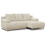 Canapé d'angle droit convertible MIKA 3 places - Velours côtelé beige - Coffre de rangement - L218 x P98/145 x H84 cm
