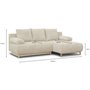 Canapé d'angle droit convertible MIKA 3 places - Velours côtelé beige - Coffre de rangement - L218 x P98/145 x H84 cm