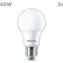 Ampoule LED - PHILIPS - 60 W - E27 - Blanc chaud - Dépolie - Non-Dimmable - 3 pieces
