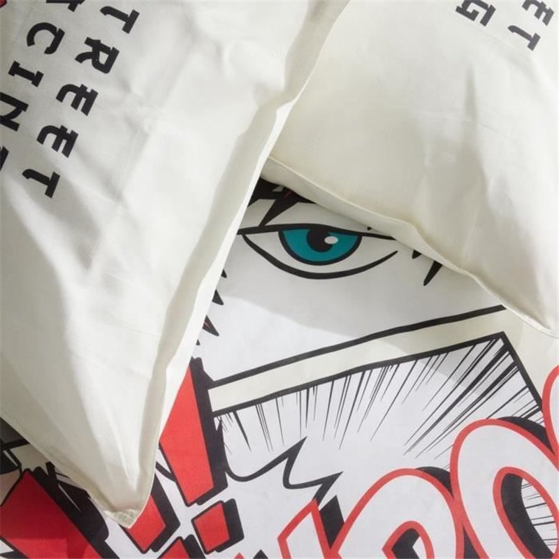 Image secondaire de Parure de lit - TODAY - JAVA - 2 personnes - 240x220 cm - Coton - Imprimé Street racing - Blanc