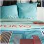 Parure de lit - TODAY - JAVA - 2 personnes - 240x220 cm - Coton - Imprimé Tokyo - Bleu