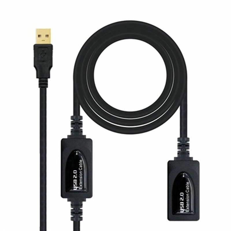 Câble Rallonge à USB NANOCABLE 10.01.0212 10 m Noir 10 m (1 Unité)