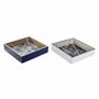 Porte-serviettes DKD Home Decor Métal Blanc Blue marine Bois MDF (2 pcs)