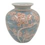 Vase DKD Home Decor Porcelaine Bleu Orange Oriental (22 x 22 x 25 cm)