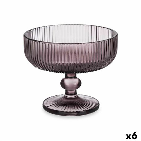 Coupe de glaces et de milkshakes Rayures Gris verre 310 ml (6 Unités)