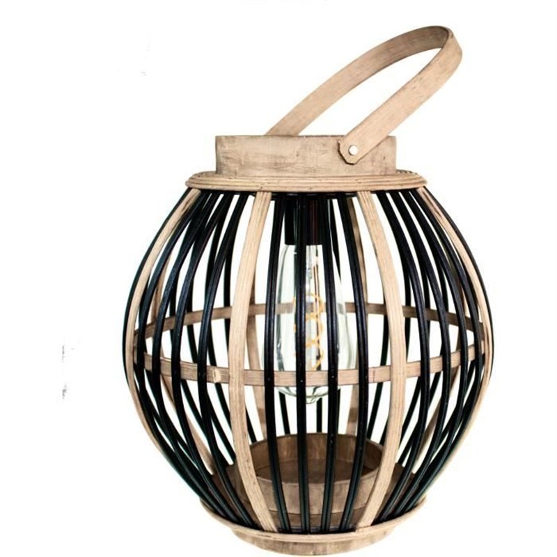 Lampe solaire en bambou - Olivie - Noir