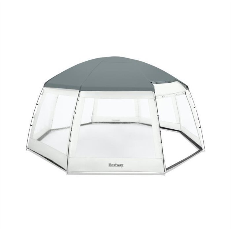 BESTWAY - Dôme de protection pour piscine - Octogonal 600 x 600 x 295 cm - Gris