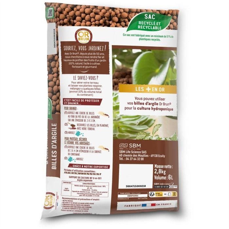 Image secondaire de Billes d'argile - OR BRUN - OBRPARG6U - 6L - Favorise le drainage