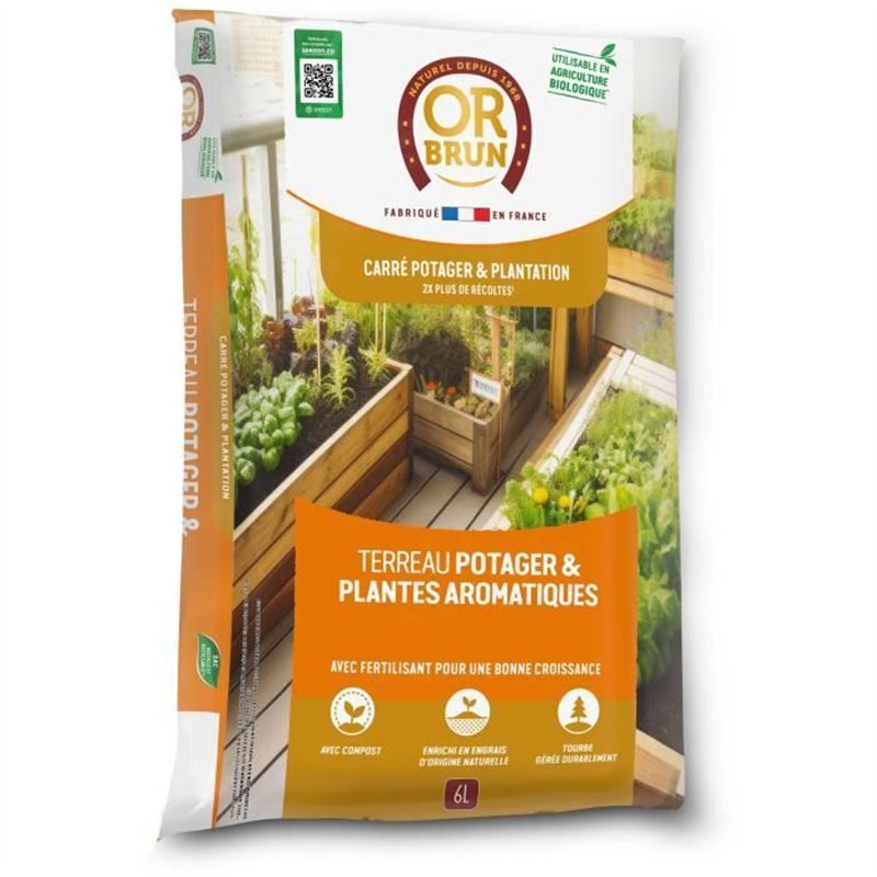 Terreau potager & Plantes aromatiques - OR BRUN - OBRTARO6U - 6L - Croissance rapide