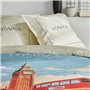 Parure de lit - TODAY - JAVA - 2 personnes - 240x220 cm - Coton - Imprimé London - Blanc cassé