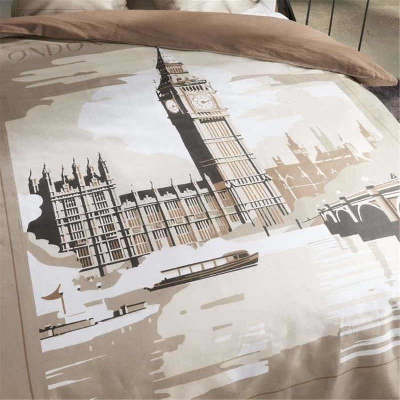 Image secondaire de Parure de lit - TODAY - JAVA - 2 personnes - 240x220 cm - Coton - Imprimé London - Beige