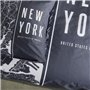 Parure de lit - TODAY - JAVA - 2 personnes - 240x220 cm - Coton - Imprimé New York - Noir