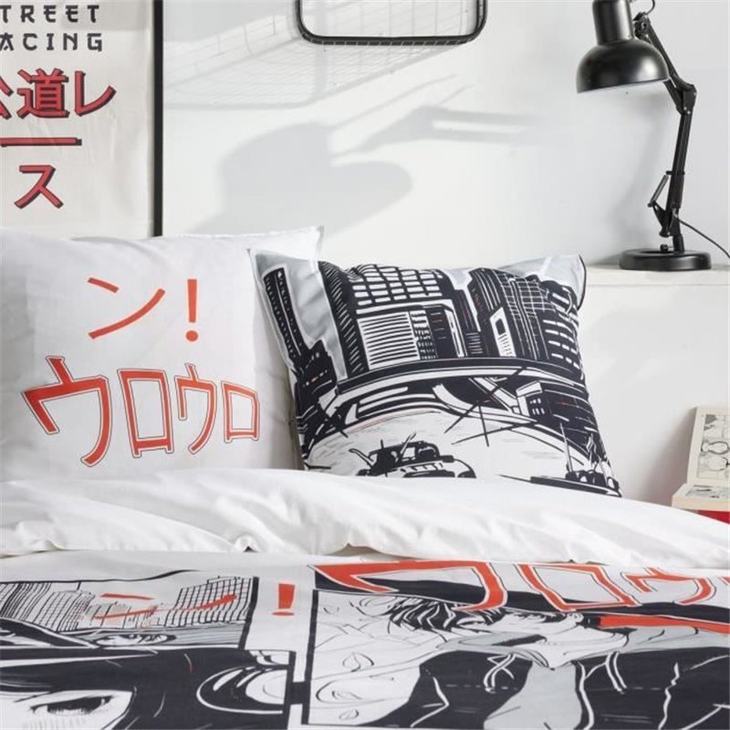 Image secondaire de Parure de lit - TODAY - JAVA - 2 personnes - 240x220 cm - Coton - Imprimé Manga - Blanc