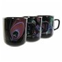 Tasse mug DKD Home Decor Porcelaine Noir Rose (11.5 x 8.5 x 10 cm) (3 pcs) (380 ml)