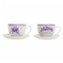 Tasse avec sous-tasse DKD Home Decor Lavande (220 ml) (2 pcs)
