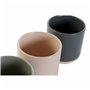 Tasse mug DKD Home Decor Rose clair Gris foncé Gris clair Grès (350 ml) (4 Unités)