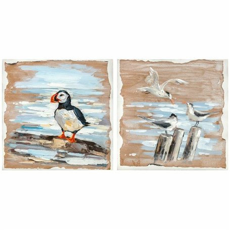 Cadre DKD Home Decor Oiseaux méditerranéen (45 x 2,7 x 45 cm) (2 Unités)