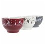 Bol DKD Home Decor Porcelaine Rouge Gris Blanc Renne (500 ml) (3 Unités)
