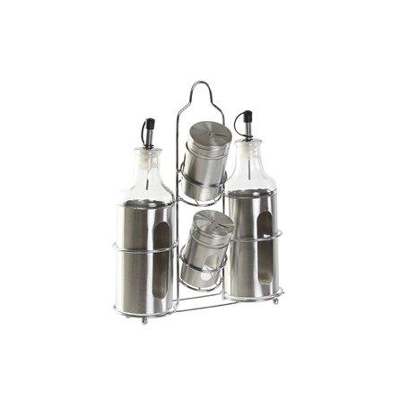 Set de pansement DKD Home Decor Verre Argenté Acier inoxydable (22 x 5,4 x 22 cm)
