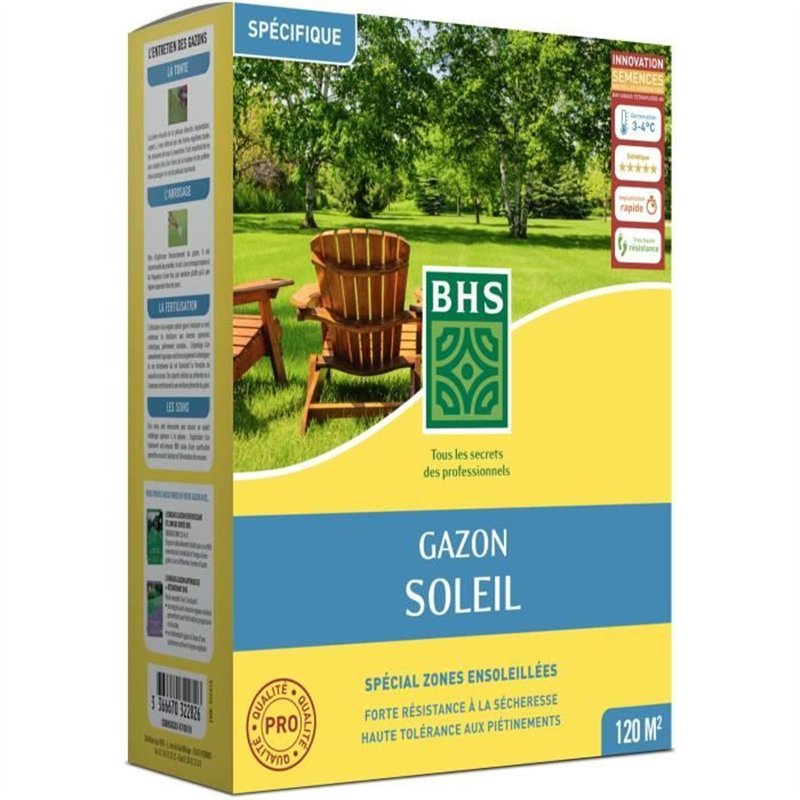 Gazon - BHS - Gazon Soleil 3kg | Résistant au climat méditerranéen et à la sécheresse