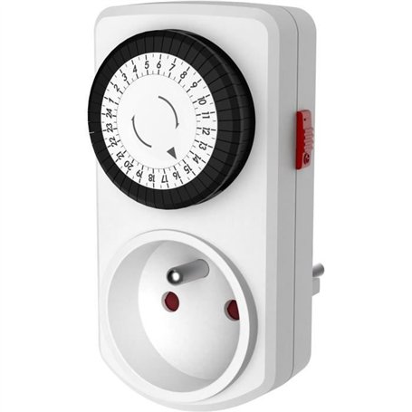 Minuterie compacte mécanique - GAO - Programmateur 3680W - 16A - 96 commutations/jour - Blanc