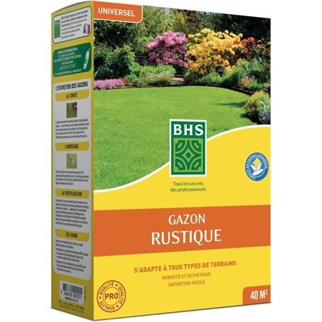 Gazon - BHS - Gazon Rustique 1 KG - Plus résistant et mieux protégé - Rapide et Durable - Tous Types de Terrain et Climats, Robu