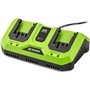 Chargeur double - FIELDMANN - Pour batteries 20V - Charge 2Ah en 60 min - Compatible 2Ah, 4Ah