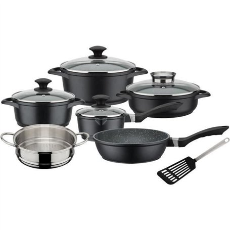 Set 10 pcs batterie de cuisine - GSW - GOURMET GRANIT - Fonte d'aluminium - Induction