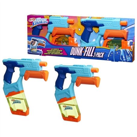 Nerf Dunk-Fill, Pack de 2 pistolets a eau, réservoirs a remplissage instantané facile, jouets d'eau, Super Soaker, des 6 ans