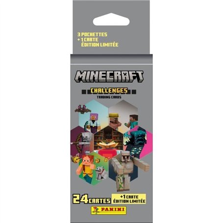 Stickers - PANINI - Minecraft TC 4 - Blister 3 pochettes - 1 carte édition limitée - 24 stickers