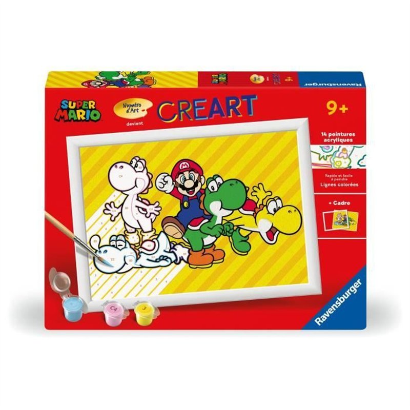 CreArt Kids 18x24cm Super Mario, Kit de peinture par numéros Numéro d'Art, Des 7 ans, 25529, Ravensburger
