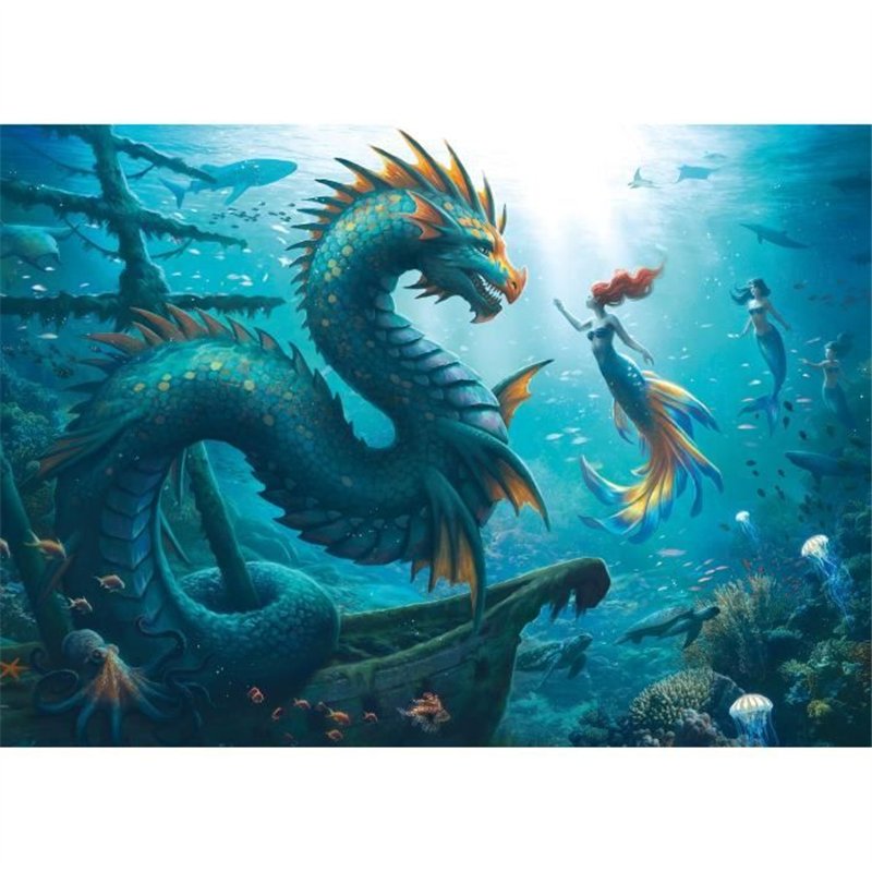 Puzzle 1000 pieces Dragon, sirene et tortues des profondeurs, des 14 ans, Monstre, 12001434, Ravensburger