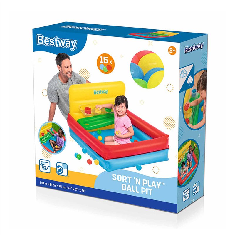 Image secondaire de Bestway Piscine Gonflable Enfant avec Balles 104x94x61 cm +2 Ans Jardin 52546