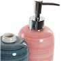 Distributeur de Savon DKD Home Decor Bleu Rose PVC Grès (2 pcs) (8 x 8 x 16 cm)