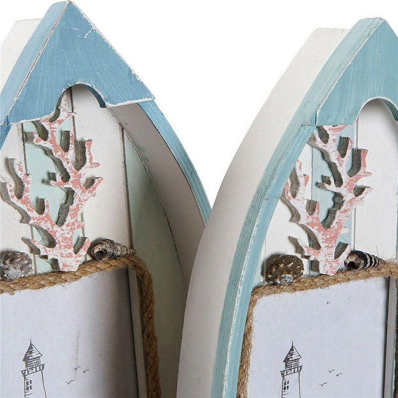 Image secondaire de Cadre photo DKD Home Decor 8424001731435 Barco Bleu Blanc Bois MDF méditerranéen (2 Unités)