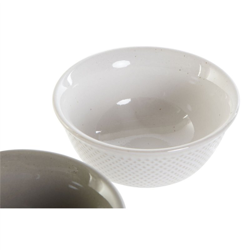 Image secondaire de Bol DKD Home Decor Blanc Gris Porcelaine Vintage 12,5 x 12,5 x 6,5 cm 2 Pièces
