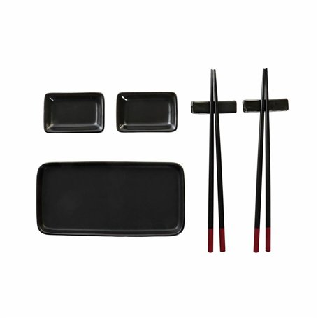 Set de sushi DKD Home Decor Noir Bambou Grès (31,3 x 19,3 x 2,7 cm)