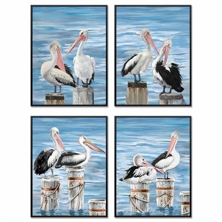 Cadre DKD Home Decor Oiseau méditerranéen (53 x 3,5 x 73 cm) (4 Unités)