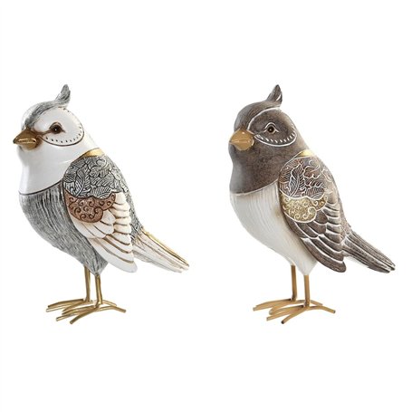 Figurine Décorative DKD Home Decor Beige Blanc Résine Oiseau Moderne (12,5 x 7 x 16 cm) (2 Unités)