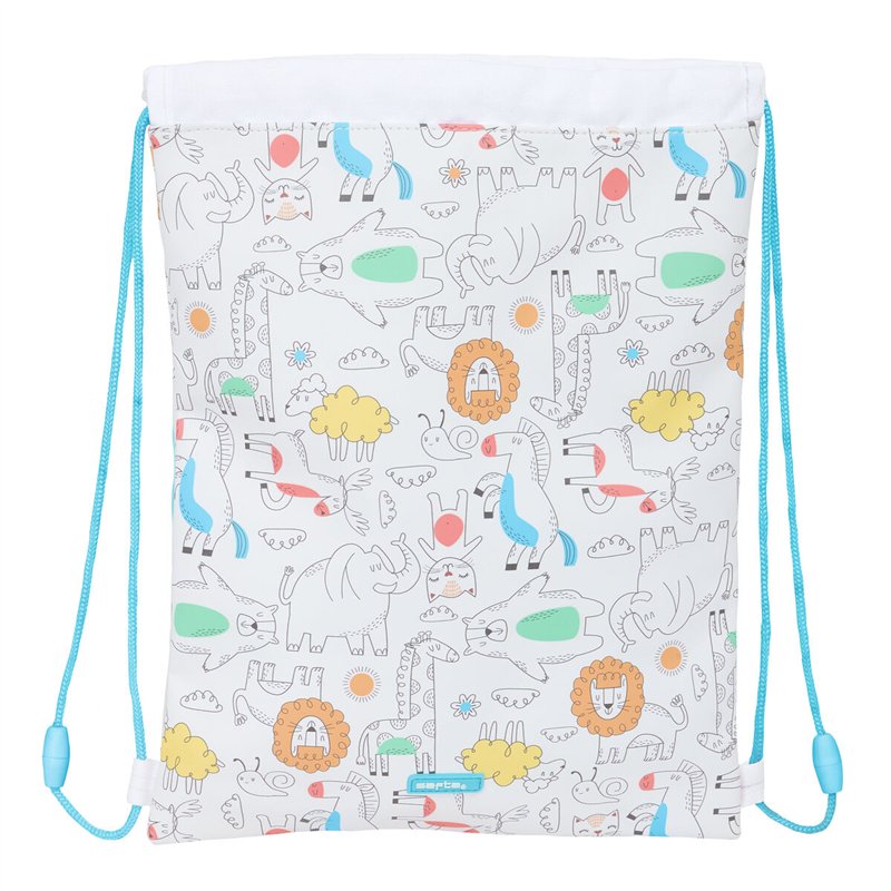 Sac à dos serré par des ficelles Safta Zoo Beige 26 x 34 x 1 cm