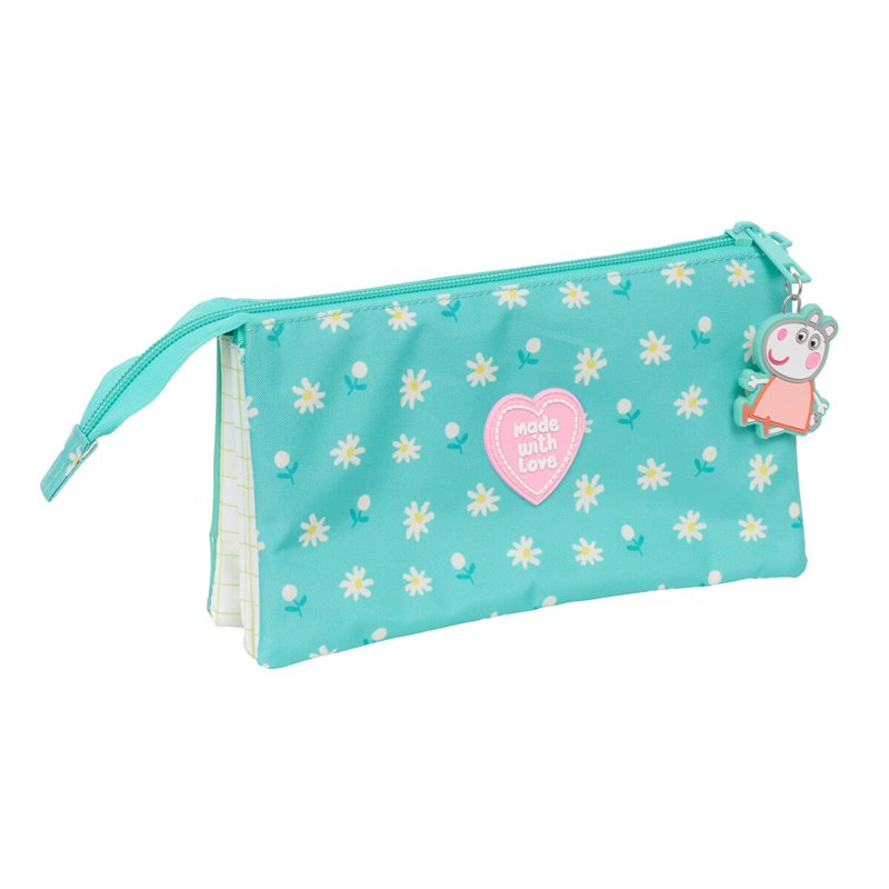 Image secondaire de Trousse Fourre-Tout Triple Peppa Pig Pretty flowers Jaune Menthe 22 x 12 x 3 cm
