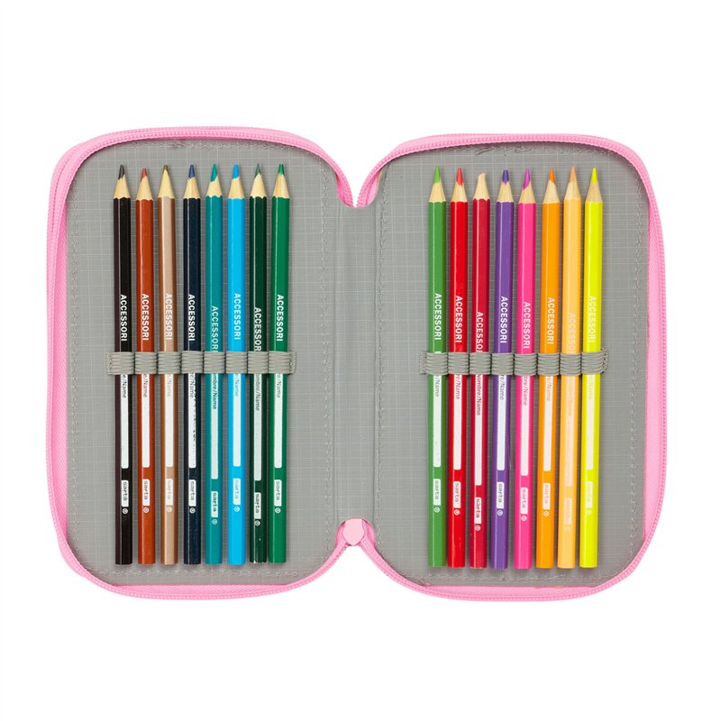 Image secondaire de Pochette à crayons triple SuperKitties Rose Turquoise 12,5 x 19,5 x 5,5 cm 37 Pièces